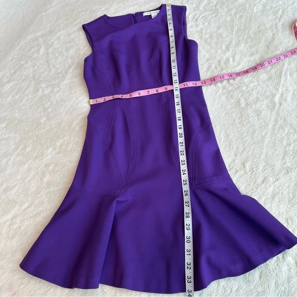 Diane Von Furstenberg DVF Jaelyn Purple Fit & Flare Sleeveless Mini Dress XS (2) - Picture 5 of 12